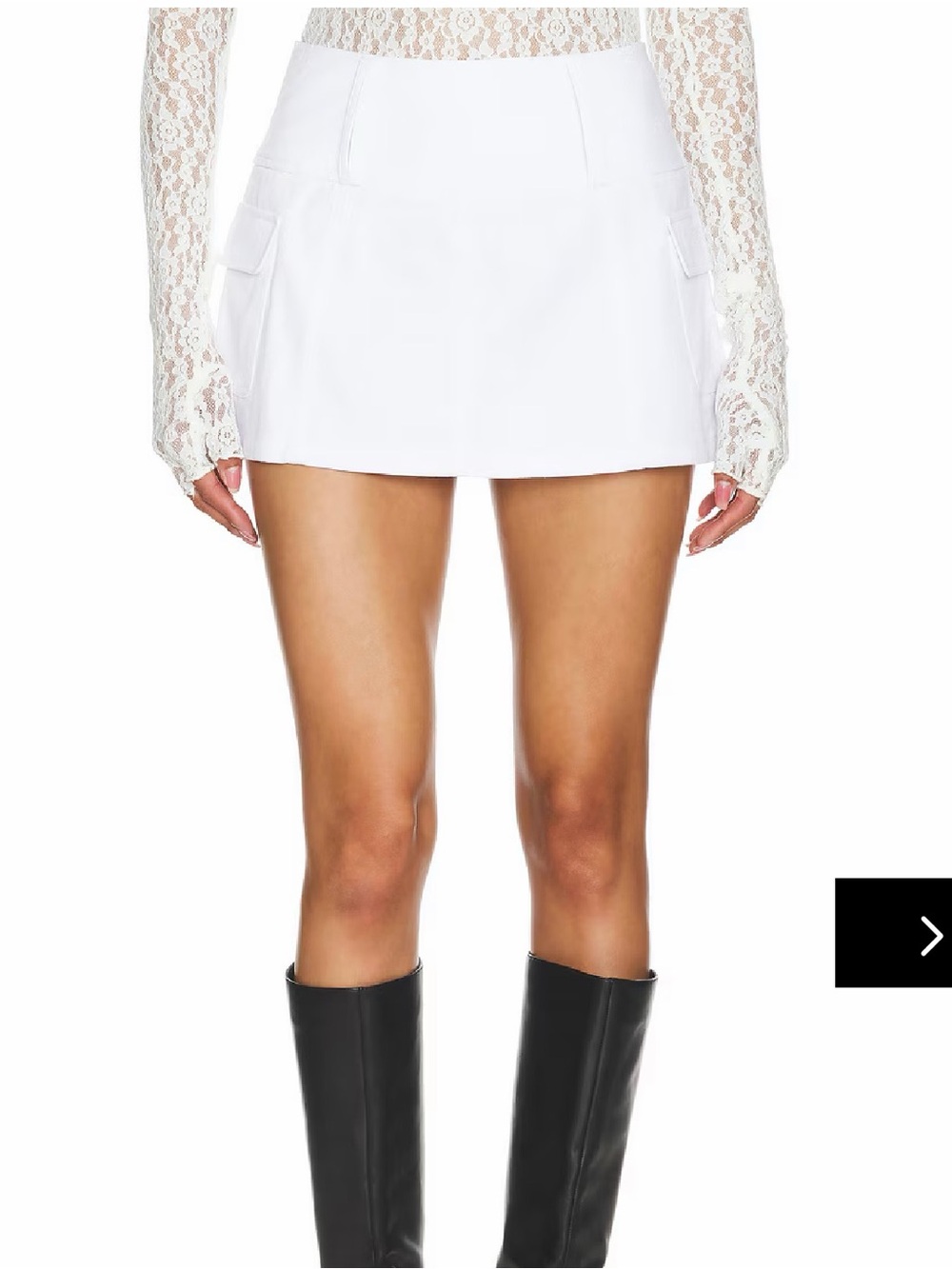 superdown White Mini Skirt with Subtle Paneling